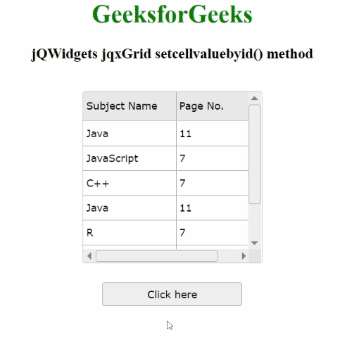jQWidgets jqxGrid setcellvaluebyid()方法