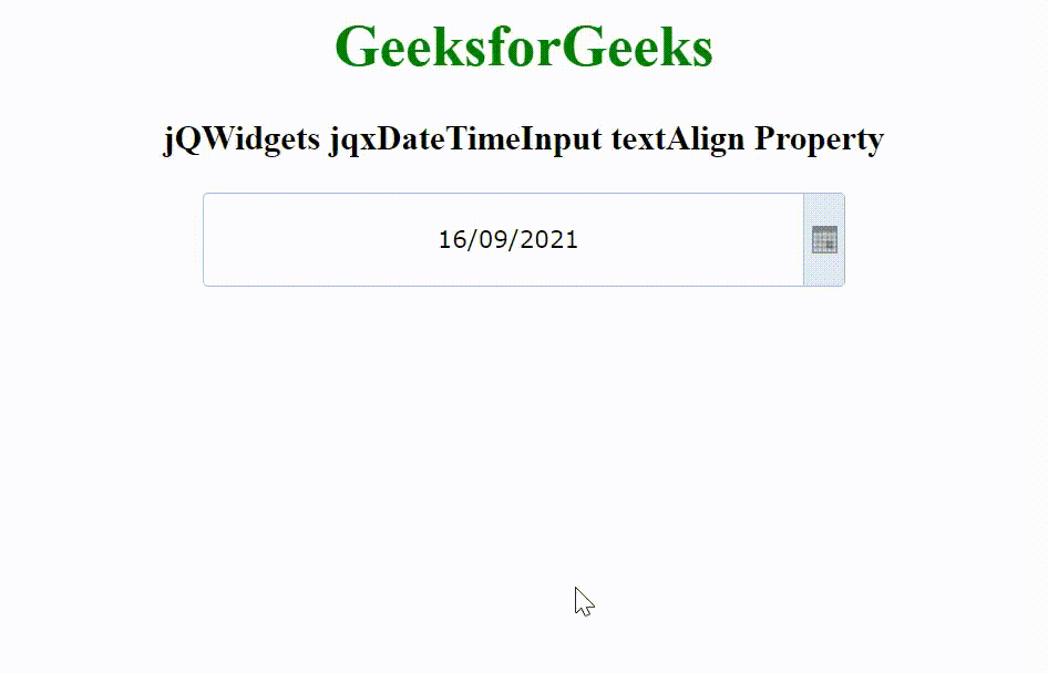 jQWidgets jqxDateTimeInput textAlign属性