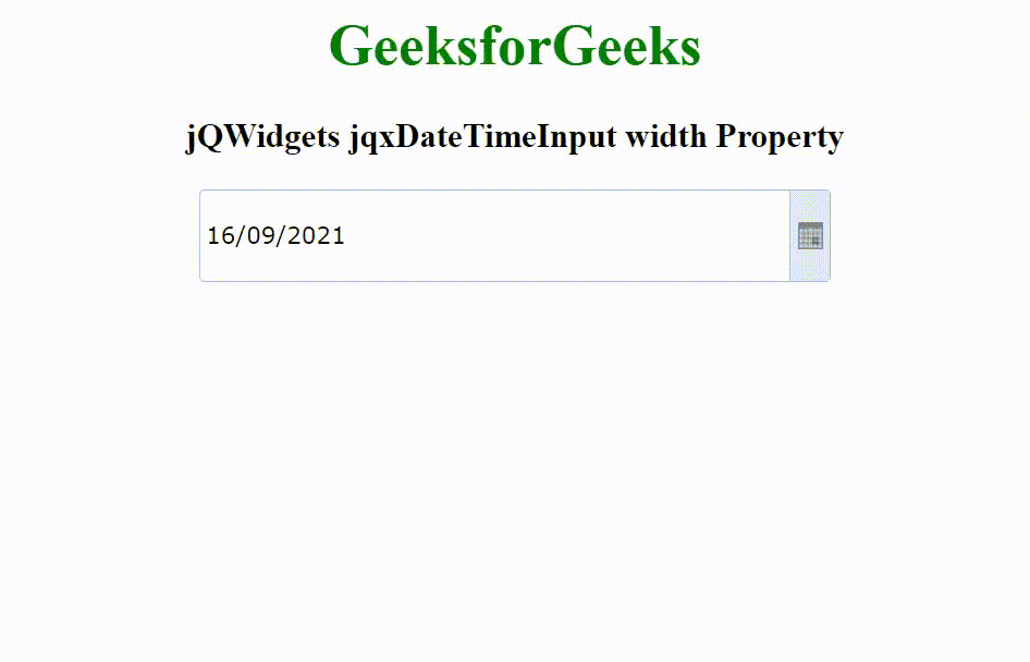jQWidgets jqxDateTimeInput宽度属性 jQWidgets jqxDateTimeInput宽度属性