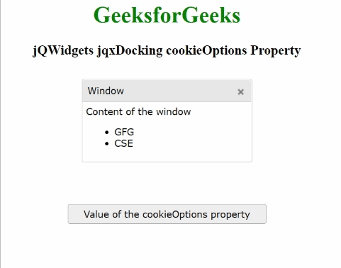 jQWidgets jqxDocking cookieOptions属性
