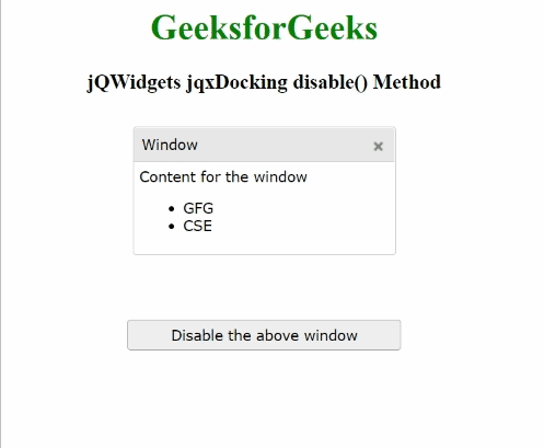 jQWidgets jqxDocking disable()方法