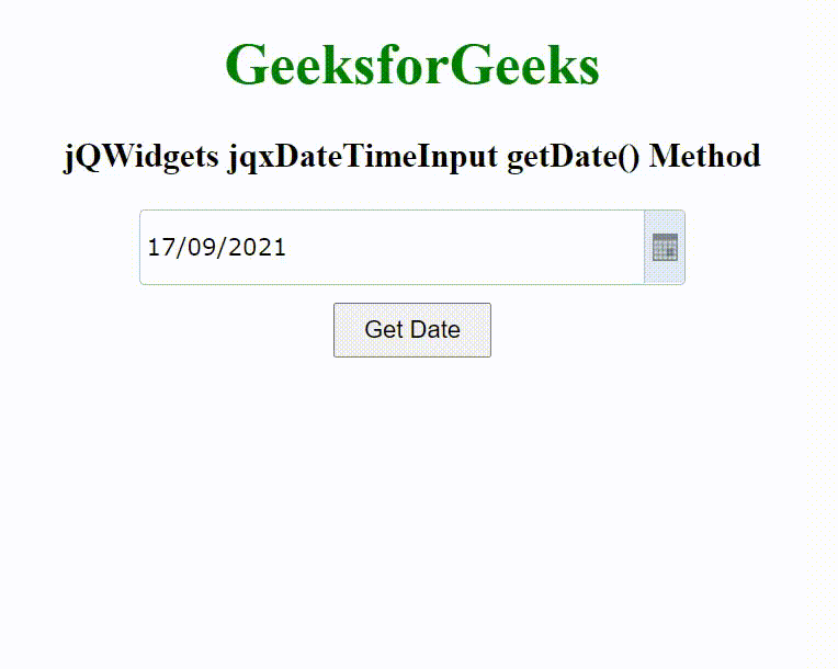 jQWidgets jqxDateTimeInput getDate()方法