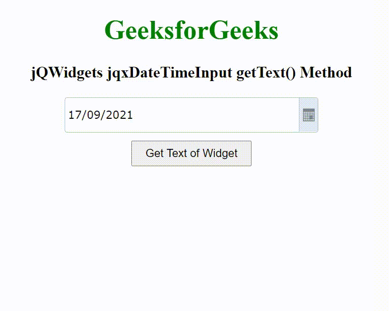 jQWidgets jqxDateTimeInput getText()方法