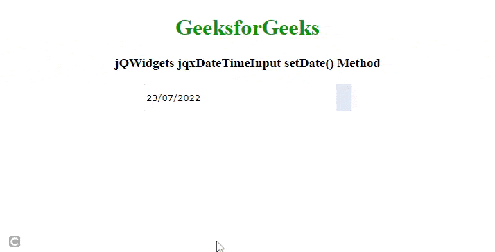 jQWidgets jqxDateTimeInput setDate()方法 jQWidgets jqxDateTimeInput setDate()方法