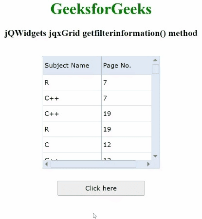jQWidgets jqxGrid getfilterinformation()方法