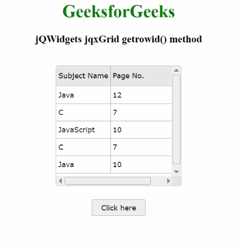 jQWidgets jqxGrid getrowid()方法