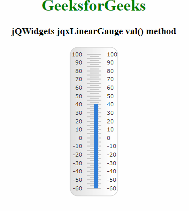 jQWidgets jqxGaugeLinearGauge val() 方法