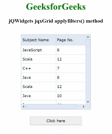 jQWidgets jqxGrid applyfilters()方法