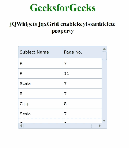 jQWidgets jqxGrid enablekeyboarddelete属性