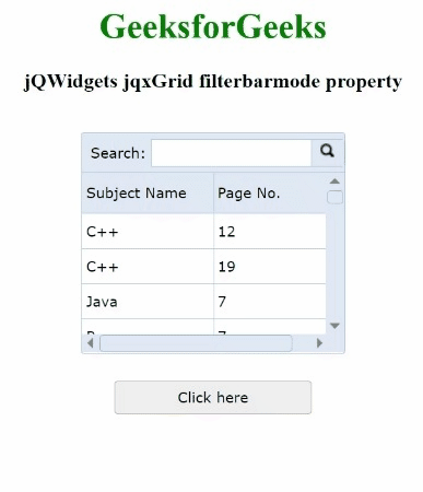 jQWidgets jqxGrid filterbarmode 属性