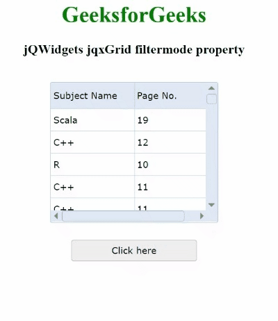 jQWidgets jqxGrid filtermode属性
