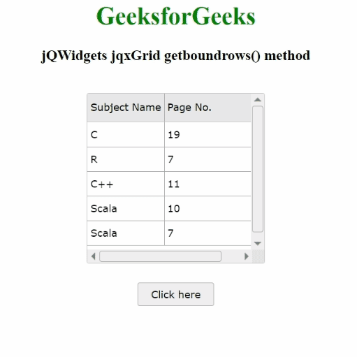 jQWidgets jqxGrid getboundrows()方法
