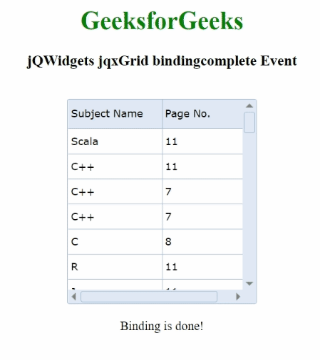 jQWidgets jqxGrid绑定完成事件