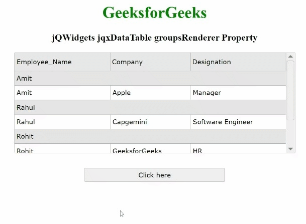 jQWidgets jqxDataTable groupsRenderer属性