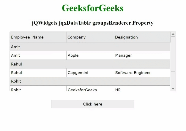 jQWidgets jqxDataTable groupsRenderer属性