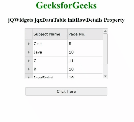 jQWidgets jqxDataTable initRowDetails属性
