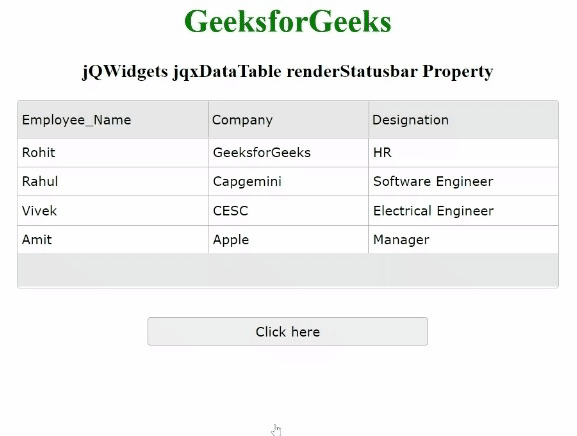 jQWidgets jqxDataTable renderStatusbar属性