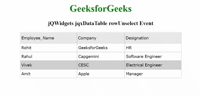 jQWidgets jqxDataTable rowUnselect事件