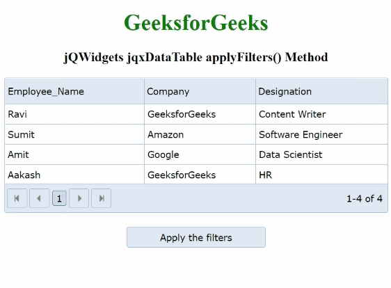 jQWidgets jqxDataTable applyFilters()方法