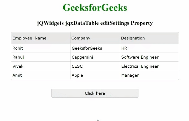 jQWidgets jqxDataTable editSettings 属性