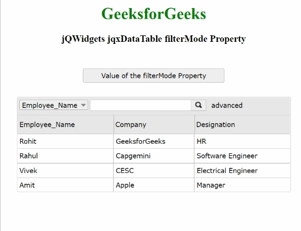 jQWidgets jqxDataTable filterMode属性