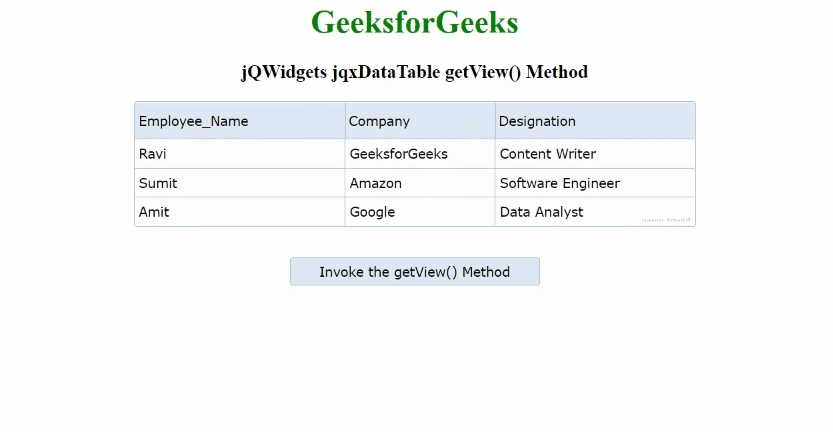 jQWidgets jqxDataTable getView()方法