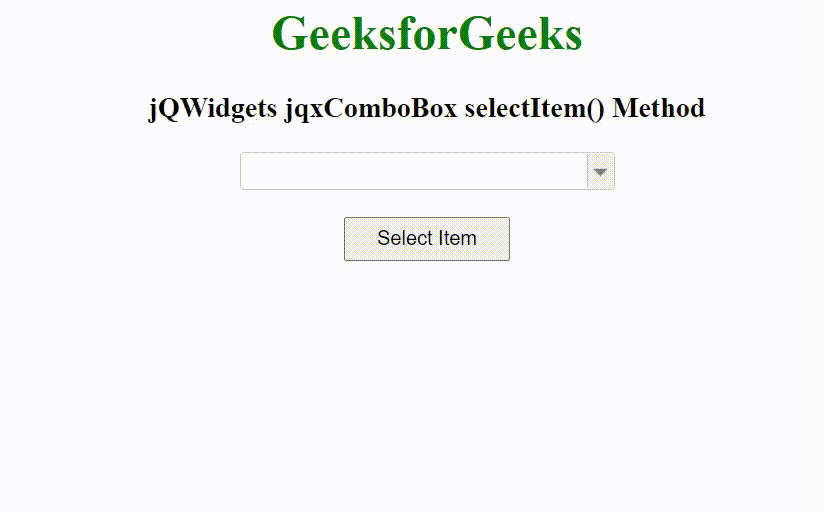 jQWidgets jqxComboBox selectItem()方法