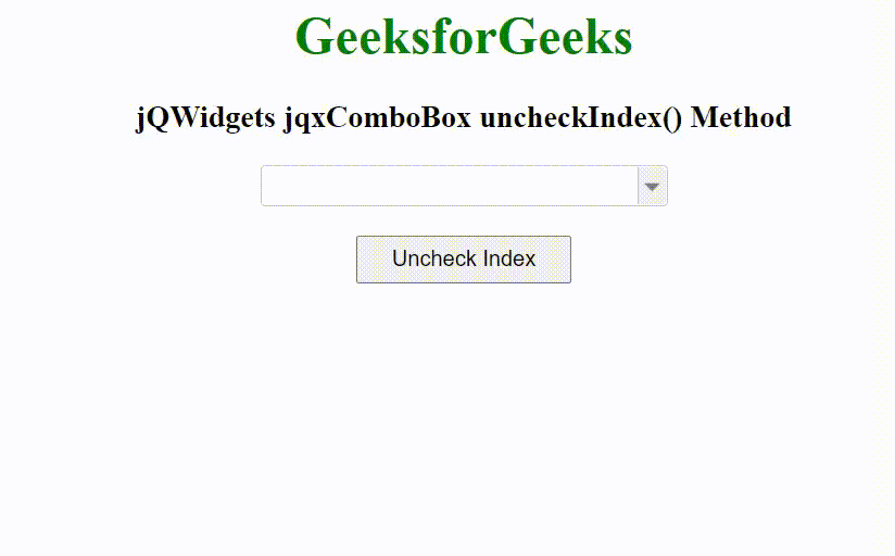 jQWidgets jqxComboBox uncheckIndex()方法
