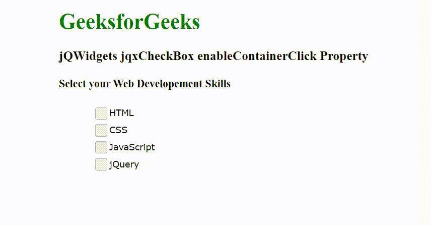 jQWidgets jqxCheckBox enable()方法