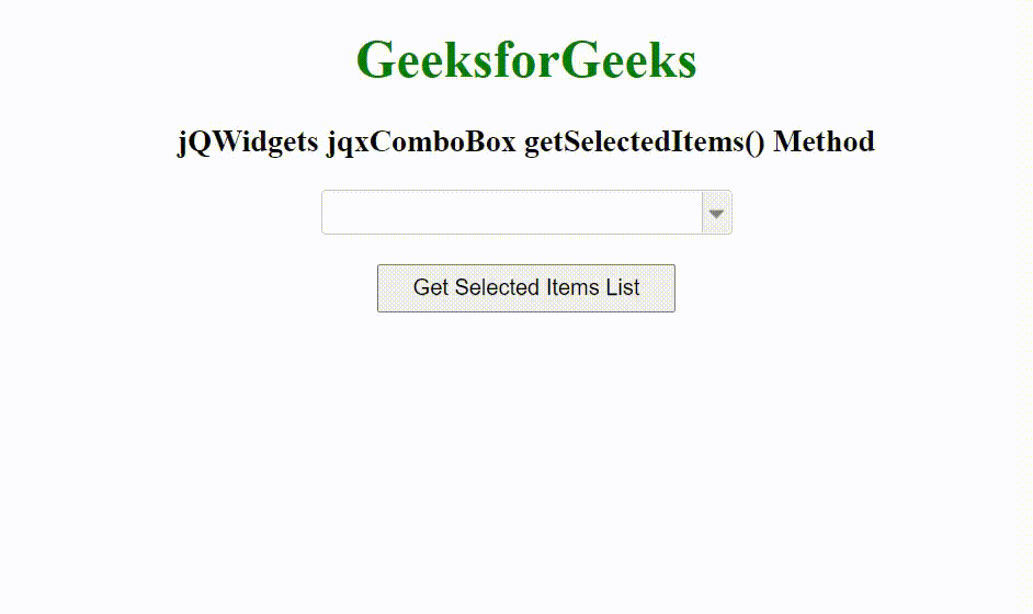 jQWidgets jqxComboBox getSelectedItems()方法