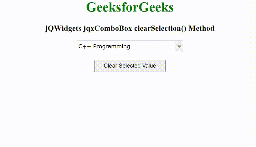 jQWidgets jqxComboBox clearSelection()方法