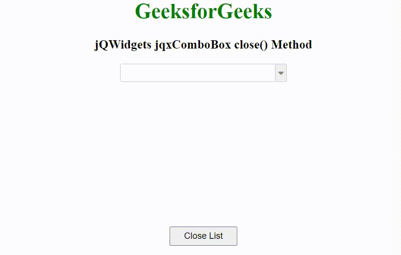 jQWidgets jqxComboBox close()方法