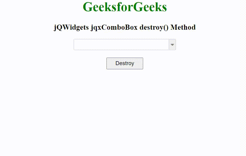 jQWidgets jqxComboBox destroy()方法