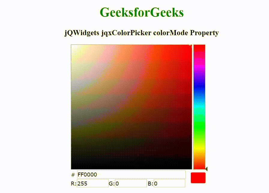 jQWidgets jqxColorPicker colorMode属性