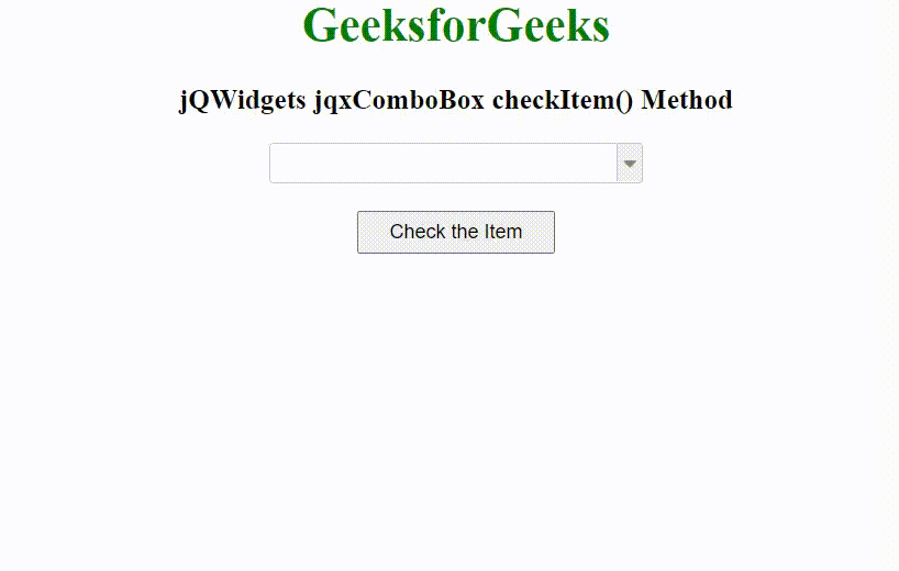 jQWidgets jqxComboBox checkItem()方法