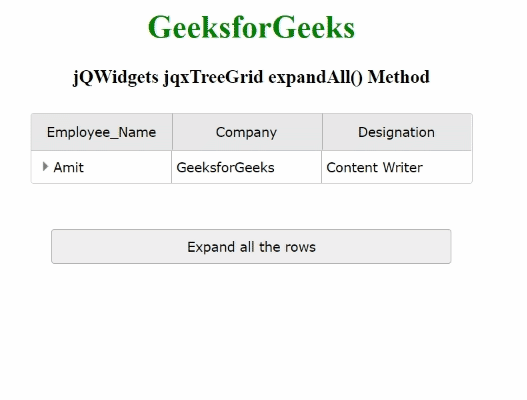 jQWidgets jqxTreeGrid expandAll()方法