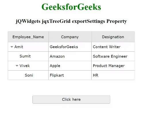 jQWidgets jqxTreeGrid exportSettings属性