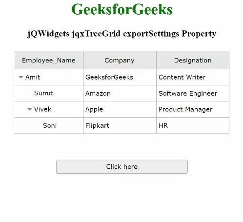 jQWidgets jqxTreeGrid exportSettings属性