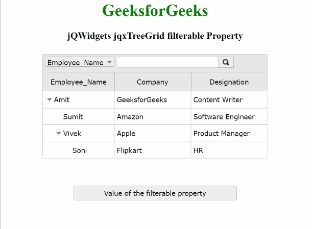 jQWidgets jqxTreeGrid filterable属性
