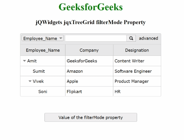 jQWidgets jqxTreeGrid filterMode属性