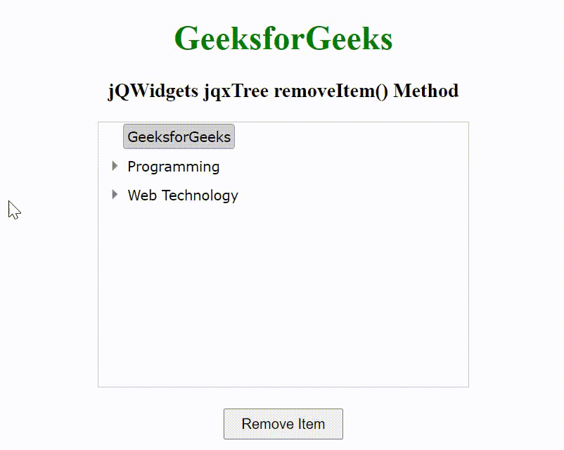jQWidgets jqxTree removeItem()方法