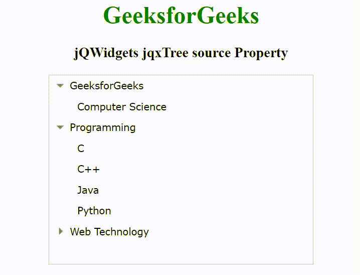 jQWidgets jqxTree源属性 jQWidgets jqxTree源属性