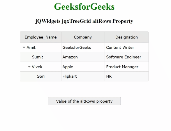 jQWidgets jqxTreeGrid altRows属性