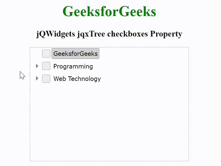 jQWidgets jqxTree checkboxes属性