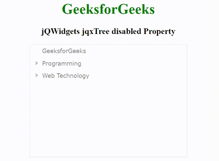 jQWidgets jqxTree disabled 属性