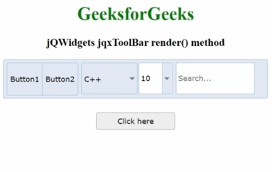 jQWidgets jqxToolBar render()方法