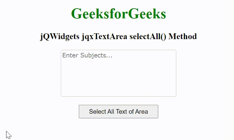 jQWidgets jqxTextArea selectAll()方法