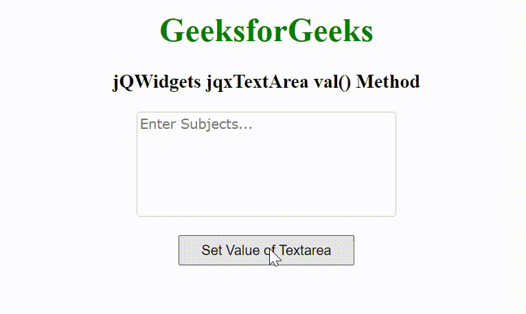 jQWidgets jqxTextArea val() 方法