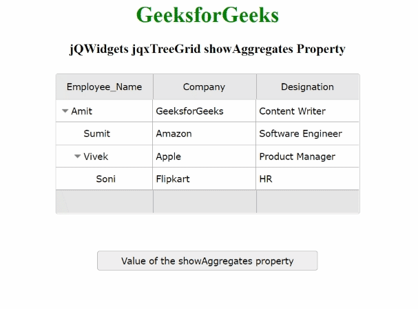 jQWidgets jqxTreeGrid showAggregates属性