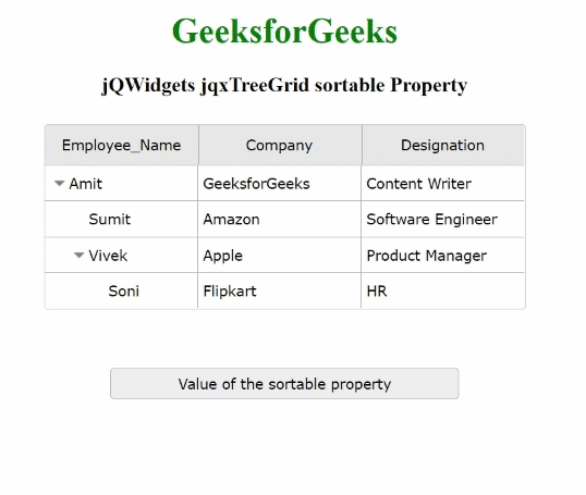 jQWidgets jqxTreeGrid sortable属性